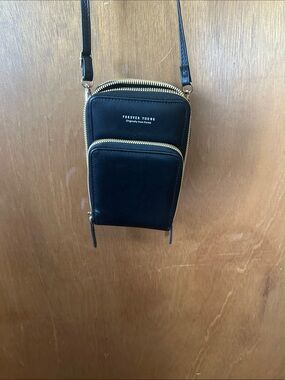 Forever Young Black Crossbody Bag with Gold Hardware